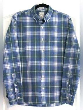 J.Crew Secret Wash Slim Untucked Plaid Organic Cotton Shirt Men’s M